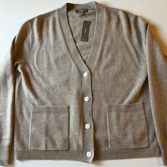 NWT J.Crew Cashmere Patch-pocket Cardigan Sweater - Heather Stone - Picture 6 of 8